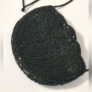 Vintage Magid Black Beaded Evening Clutch Purse, Bag